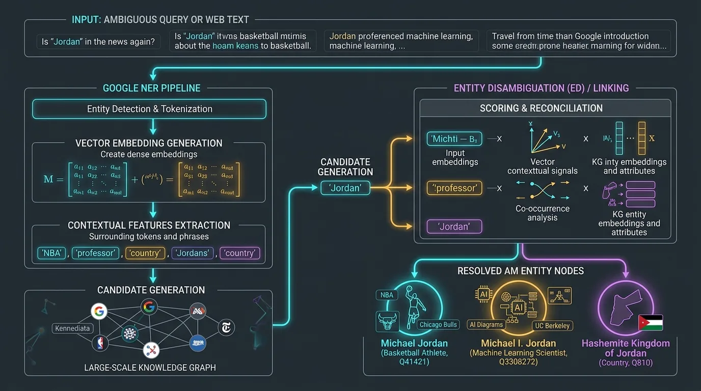 Named Entity Recognition and Disambiguation Pipeline in Google Knowledge Graph