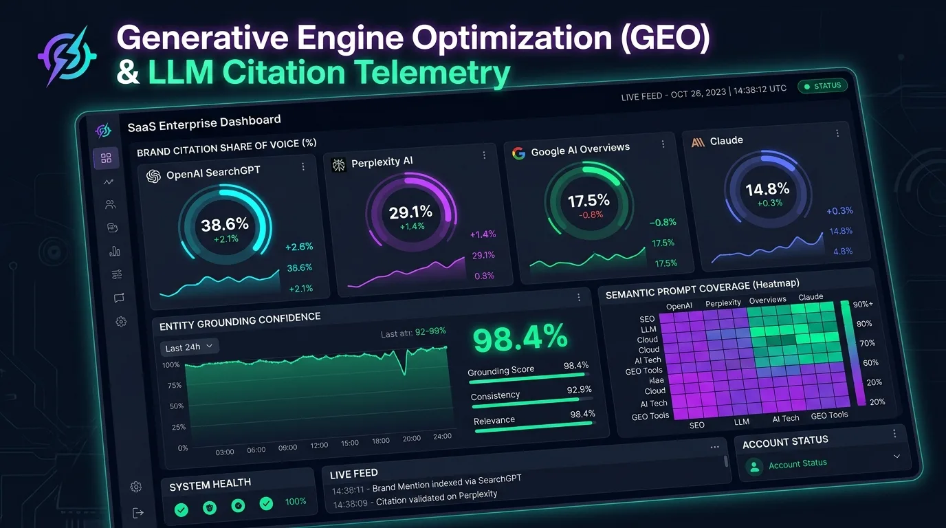 Generative Engine Optimization GEO and LLM Citation Telemetry Dashboard