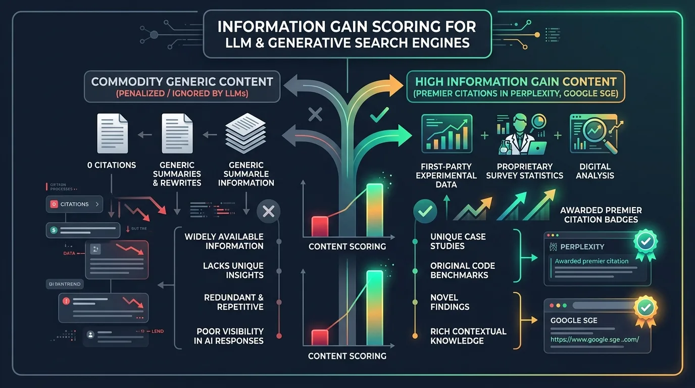Information Gain Scoring for LLM and Generative Search Engines