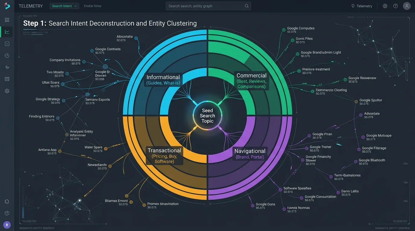 Modern keyword intent and entity mapping framework showing transition from volume to business value