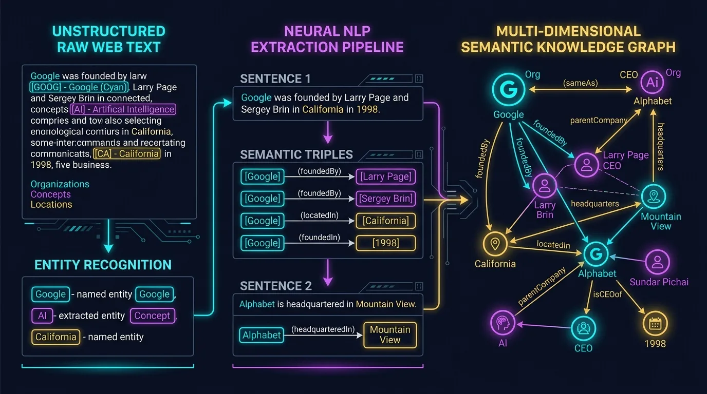 NLP Entity Extraction and Semantic Triples Diagram