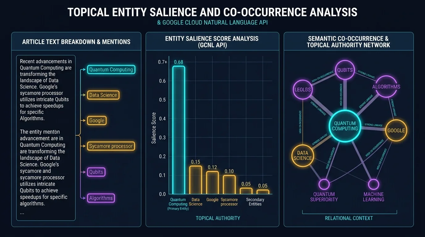 Topical Entity Salience and Co-occurrence Analysis Diagram
